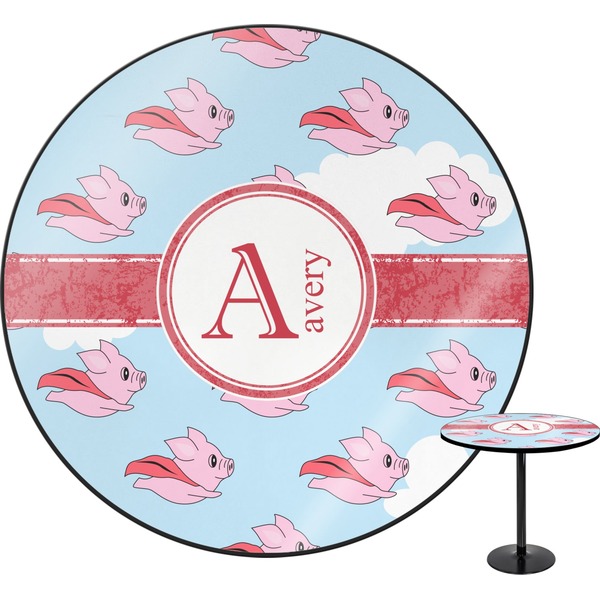 Custom Flying Pigs Round Table (Personalized)