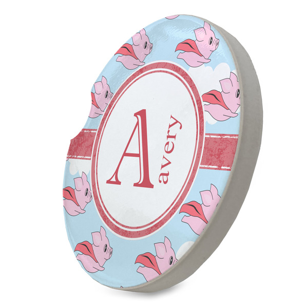 Flying Pigs Sandstone Car Coaster - STANDING ANGLE