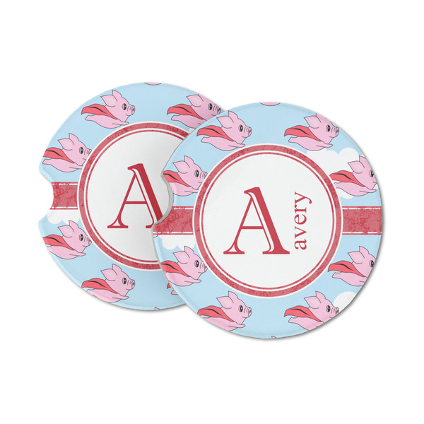 Custom Flying Pigs Sandstone Car Coasters (Personalized)