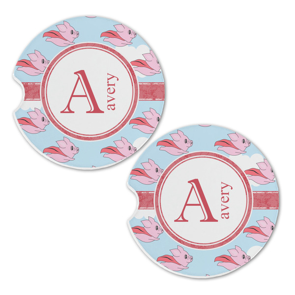 Flying Pigs Sandstone Car Coasters - Set of 2