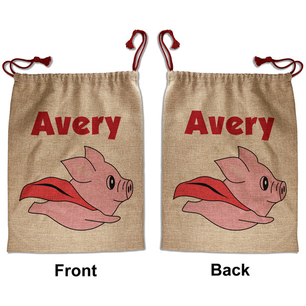 Flying Pigs Santa Bag - Front and Back