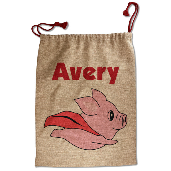 Custom Flying Pigs Santa Sack - Front (Personalized)