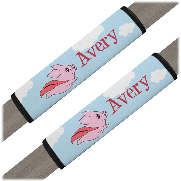 Custom Flying Pigs Seat Belt Covers (Set of 2) (Personalized)