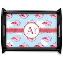 Flying Pigs Black Wooden Tray - Large (Personalized)