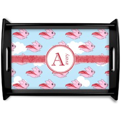 Flying Pigs Black Wooden Tray - Small (Personalized)