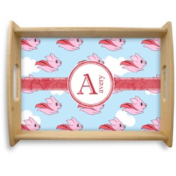 Flying Pigs Natural Wooden Tray - Large (Personalized)