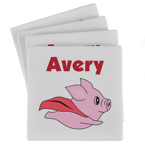 Custom Flying Pigs Absorbent Stone Coasters - Set of 4 (Personalized)