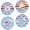 Flying Pigs Set of 4 Glass Appetizer / Dessert Plate 8" (Personalized)
