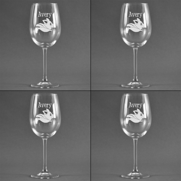 Flying Pigs Set of Four Personalized Wineglasses (Approval)
