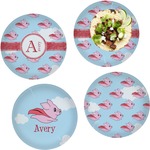 Flying Pigs Set of 4 Glass Lunch / Dinner Plate 10" (Personalized)