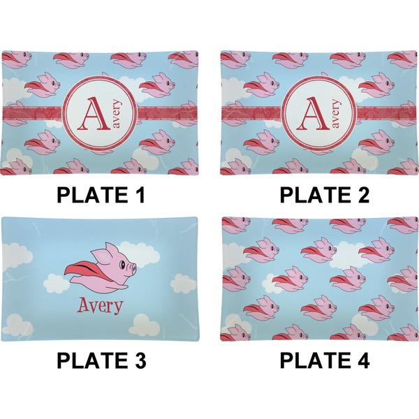 Flying Pigs Set of Rectangular Dinner Plates (Approval)