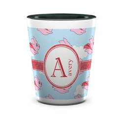 Flying Pigs Ceramic Shot Glass - 1.5 oz - Two Tone - Set of 4 (Personalized)