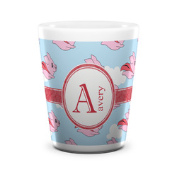 Flying Pigs Ceramic Shot Glass - 1.5 oz - White - Set of 4 (Personalized)