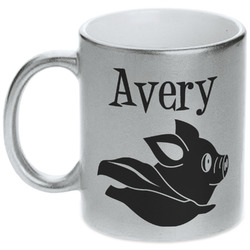 Flying Pigs Metallic Silver Mug (Personalized)