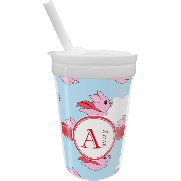 Custom Flying Pigs Sippy Cup with Straw (Personalized)