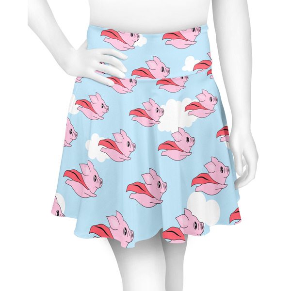 Custom Flying Pigs Skater Skirt - Medium