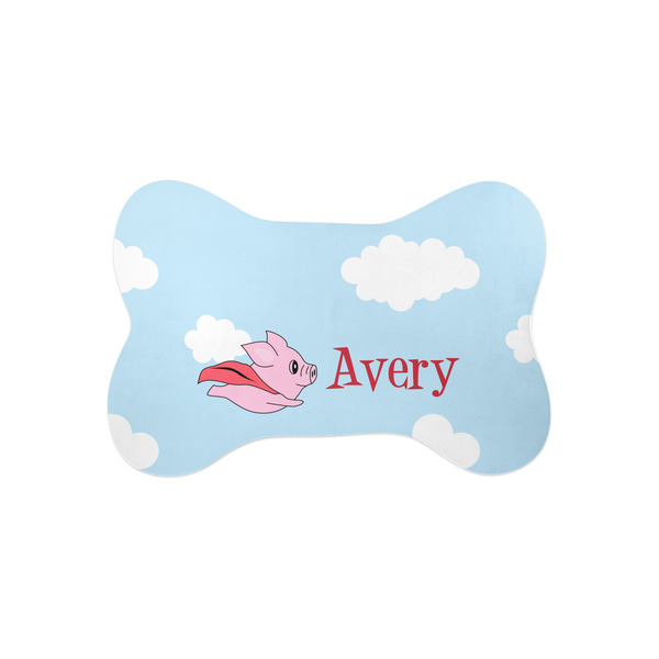 Custom Flying Pigs Bone Shaped Dog Food Mat (Small) (Personalized)