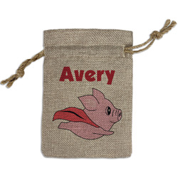 Flying Pigs Small Burlap Gift Bag - Front (Personalized)