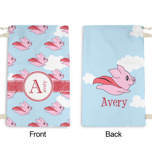 Flying Pigs Small Laundry Bag - Front & Back View