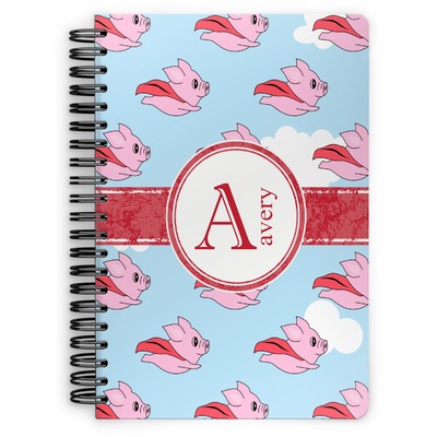 Flying Pigs Spiral Notebook - 7x10 w/ Name and Initial