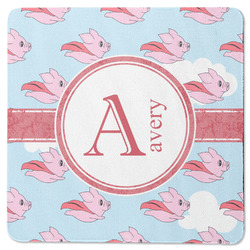 Flying Pigs Square Rubber Backed Coaster (Personalized)