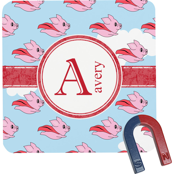 Custom Flying Pigs Square Fridge Magnet (Personalized)