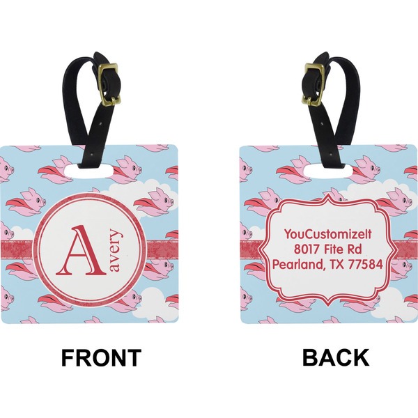 Flying Pigs Square Luggage Tag (Front + Back)