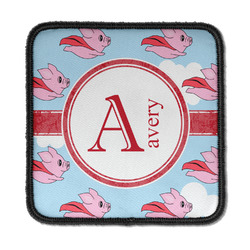 Flying Pigs Iron On Square Patch w/ Name and Initial