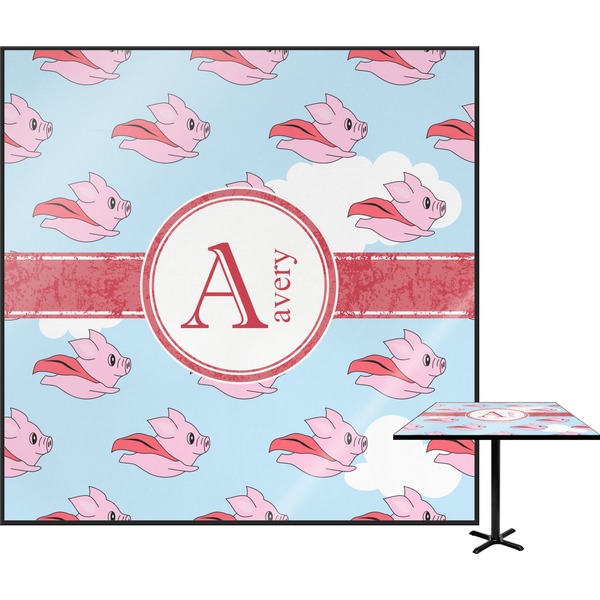 Custom Flying Pigs Square Table Top - 24" (Personalized)