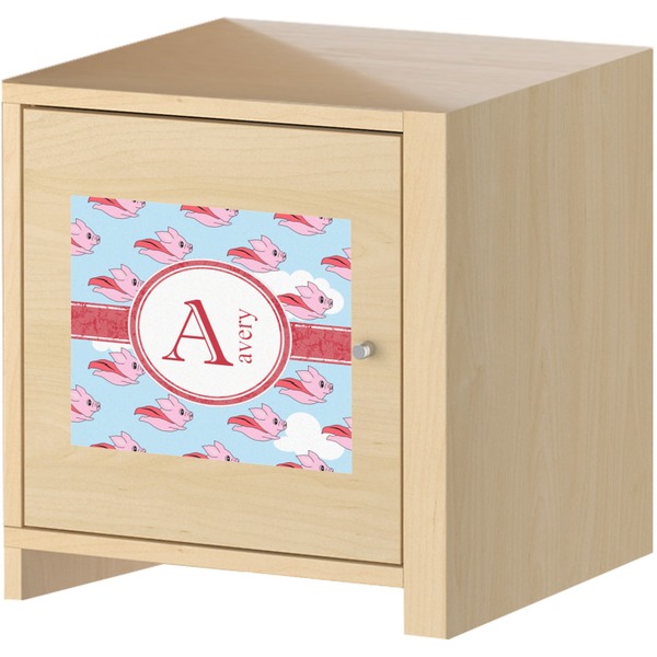 Flying Pigs Square Wall Decal on Wooden Cabinet