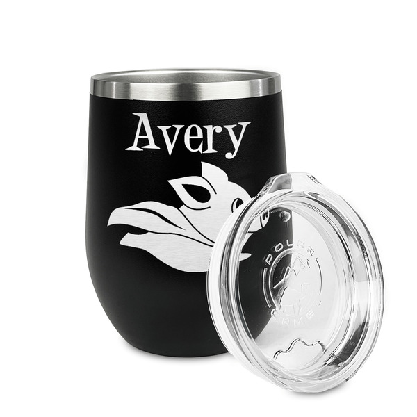 Flying Pigs Stainless Wine Tumblers - Black - Double Sided - Alt View