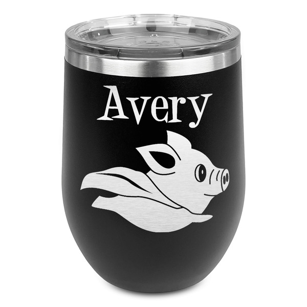 Custom Flying Pigs Stemless Wine Tumbler - 5 Color Choices - Stainless Steel  (Personalized)