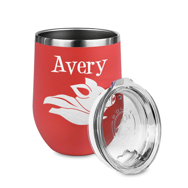 Flying Pigs Stainless Wine Tumblers - Coral - Double Sided - Alt View