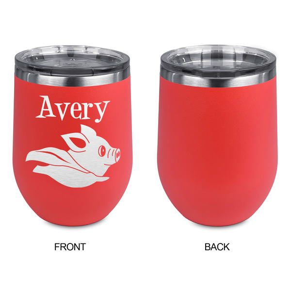 Flying Pigs Stainless Wine Tumblers - Coral - Single Sided - Approval