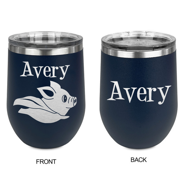 Flying Pigs Stainless Wine Tumblers - Navy - Double Sided - Approval