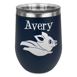 Flying Pigs Stemless Wine Tumbler - 5 Color Choices - Stainless Steel  (Personalized)