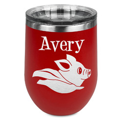Flying Pigs Stemless Stainless Steel Wine Tumbler - Red - Double Sided (Personalized)