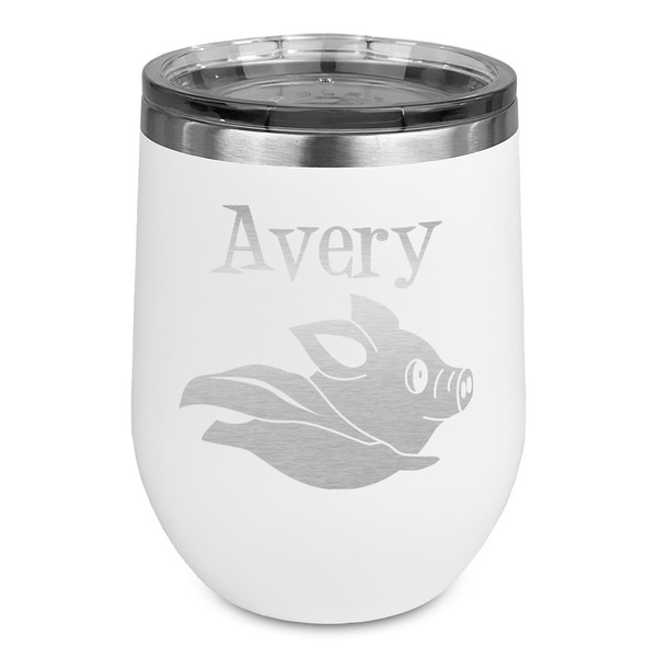 Custom Flying Pigs Stemless Stainless Steel Wine Tumbler - White - Double Sided (Personalized)