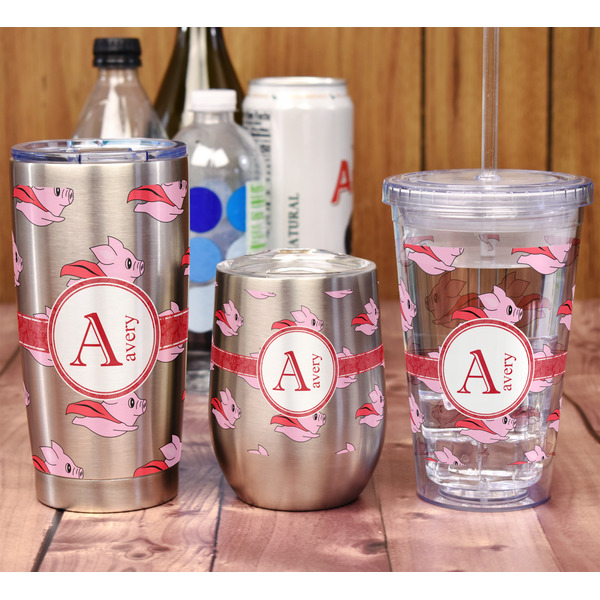 Flying Pigs Stemless Wine Tumbler - Full Print - In Context