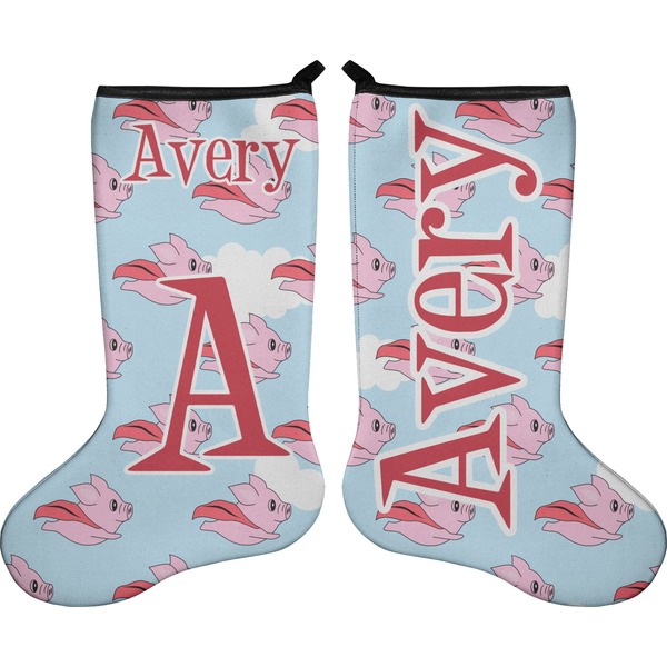 Custom Flying Pigs Holiday Stocking - Double-Sided - Neoprene (Personalized)