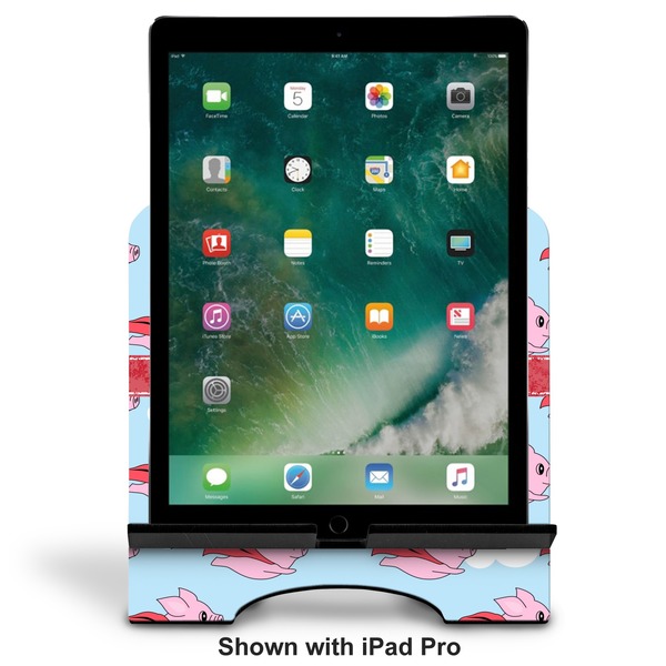 Flying Pigs Stylized Tablet Stand - Front with ipad