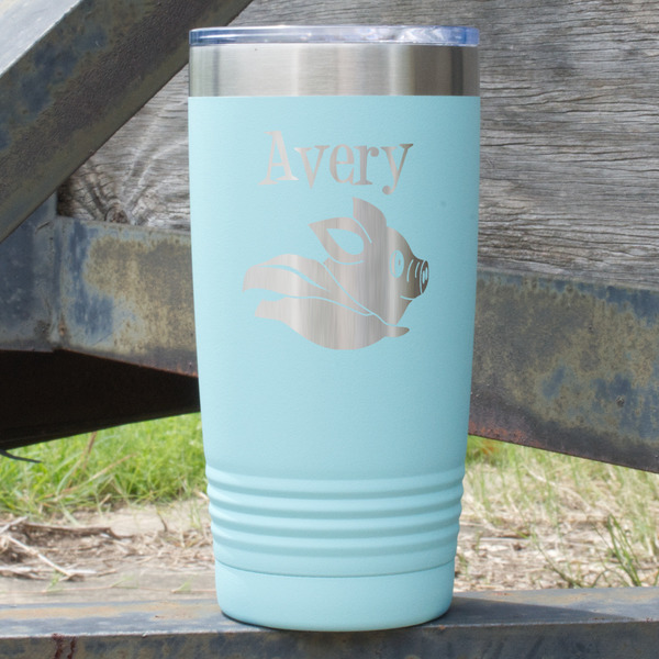 Custom Flying Pigs 20 oz Stainless Steel Tumbler - Teal - Single Sided (Personalized)