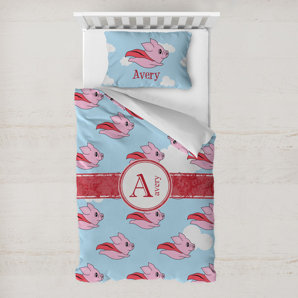 Custom Flying Pigs Toddler Bedding w/ Name and Initial