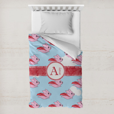 Flying Pigs Toddler Duvet Cover w/ Name and Initial