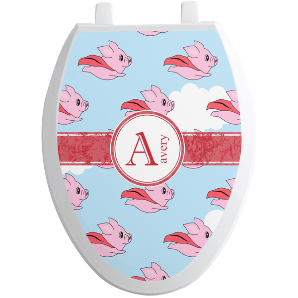 Custom Flying Pigs Toilet Seat Decal - Elongated (Personalized)