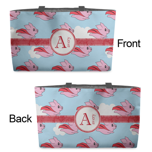 Flying Pigs Tote w/Black Handles - Front & Back Views