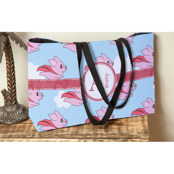 Flying Pigs Tote w/Black Handles - Lifestyle View