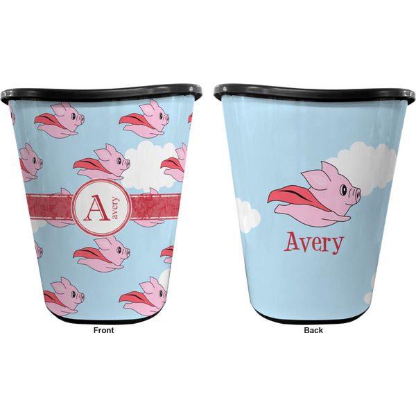 Flying Pigs Trash Can Black - Front and Back - Apvl