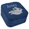 Flying Pigs Travel Jewelry Boxes - Leather - Navy Blue - Angled View