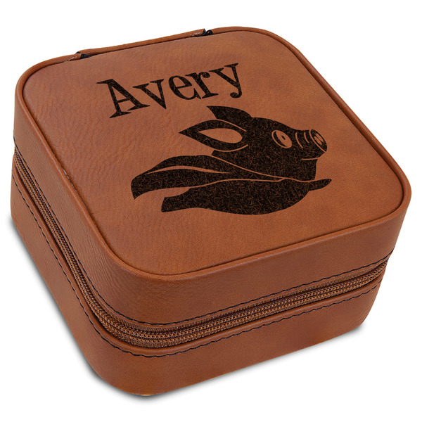 Custom Flying Pigs Travel Jewelry Box - Leather (Personalized)